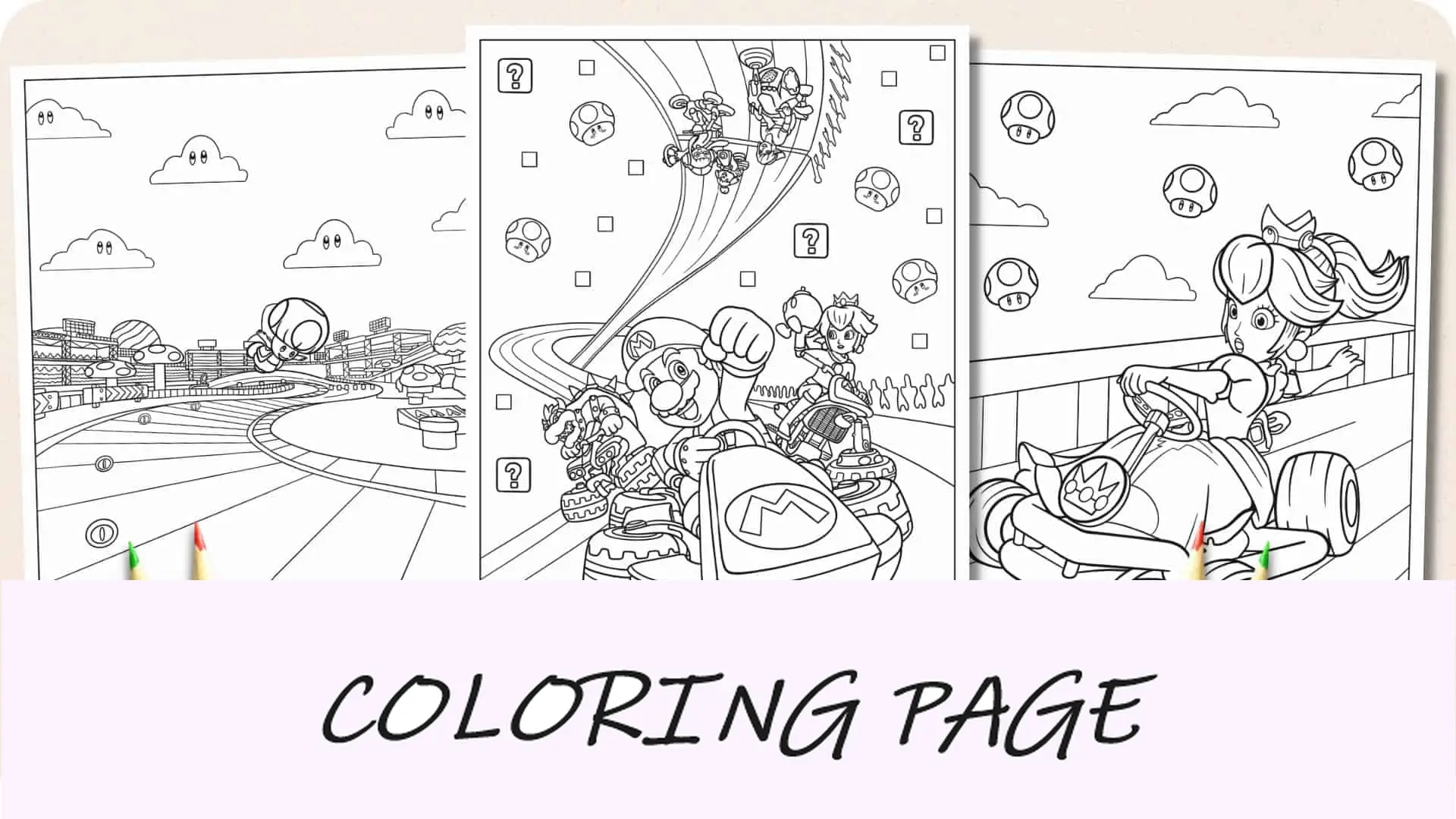 Immagine in evidenza delle pagine da colorare di Mario Kart