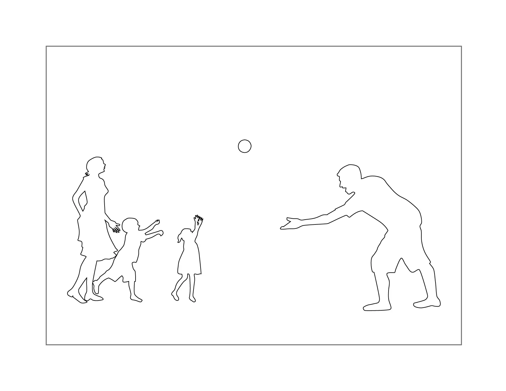 Family Playing Ball Coloring Page