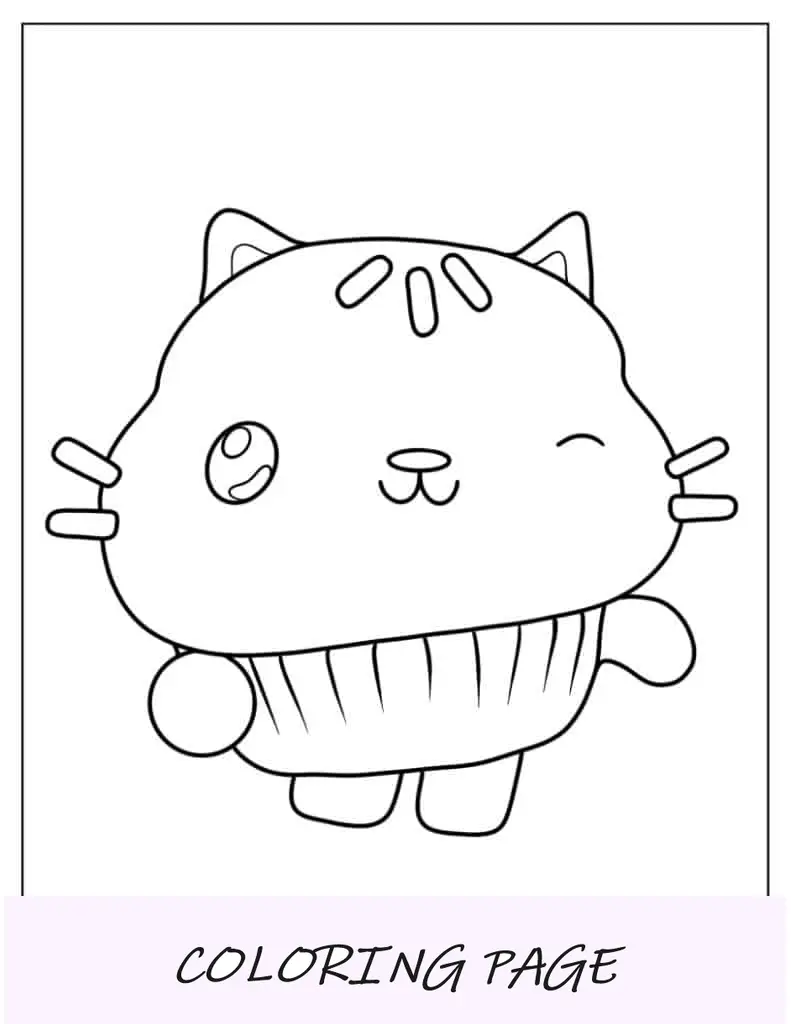 Folha para colorir de contorno de gato Cakey