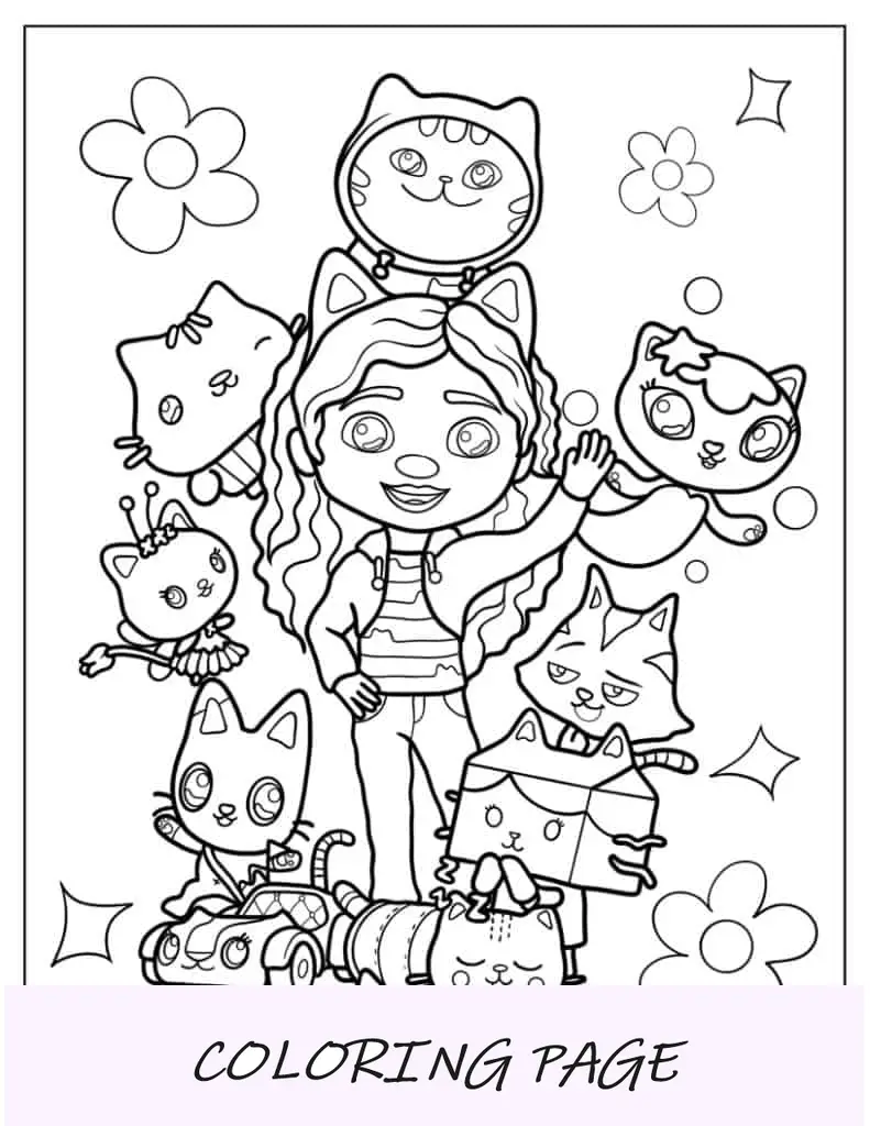 Página para colorir do pôster da casa de bonecas Gabby_s