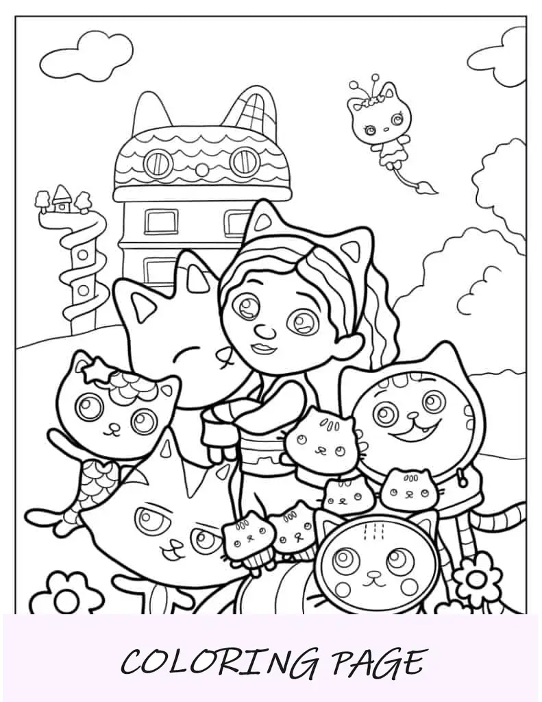 Página para colorir de pôster da casa de bonecas Gabby_s