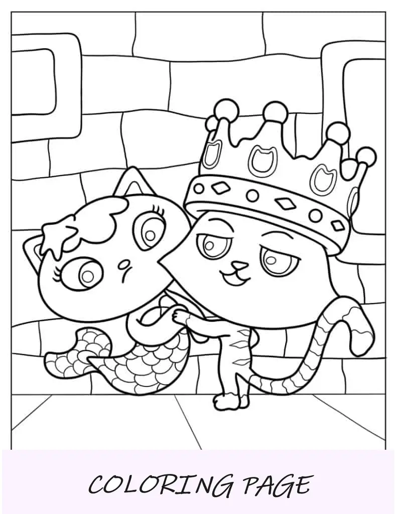Folha para colorir Catrat e Mercat de mãos dadas