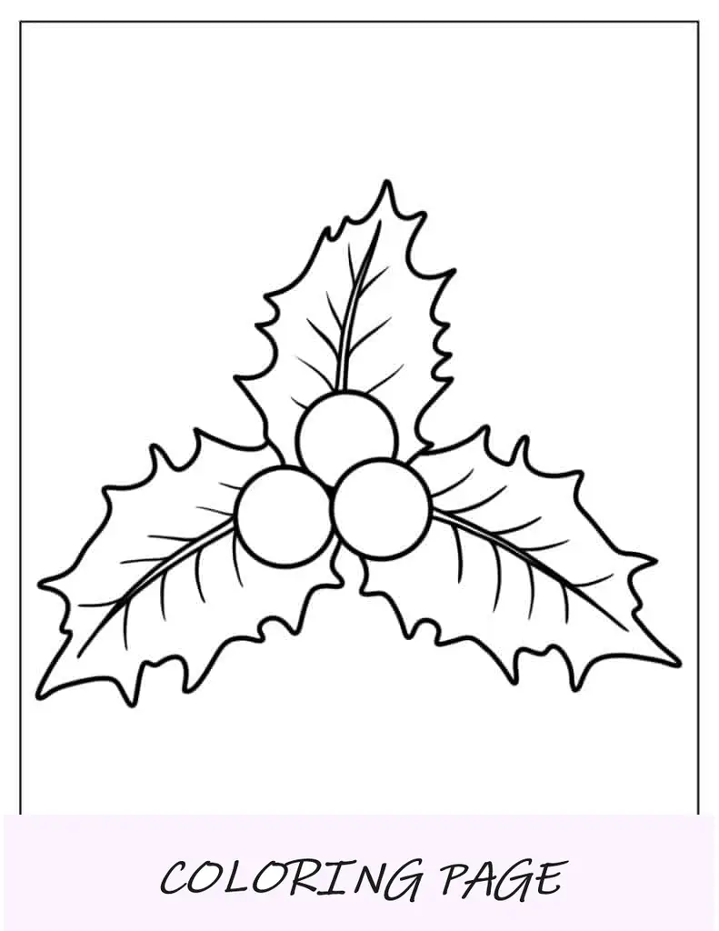 Hoja para colorear de hoja de muérdago