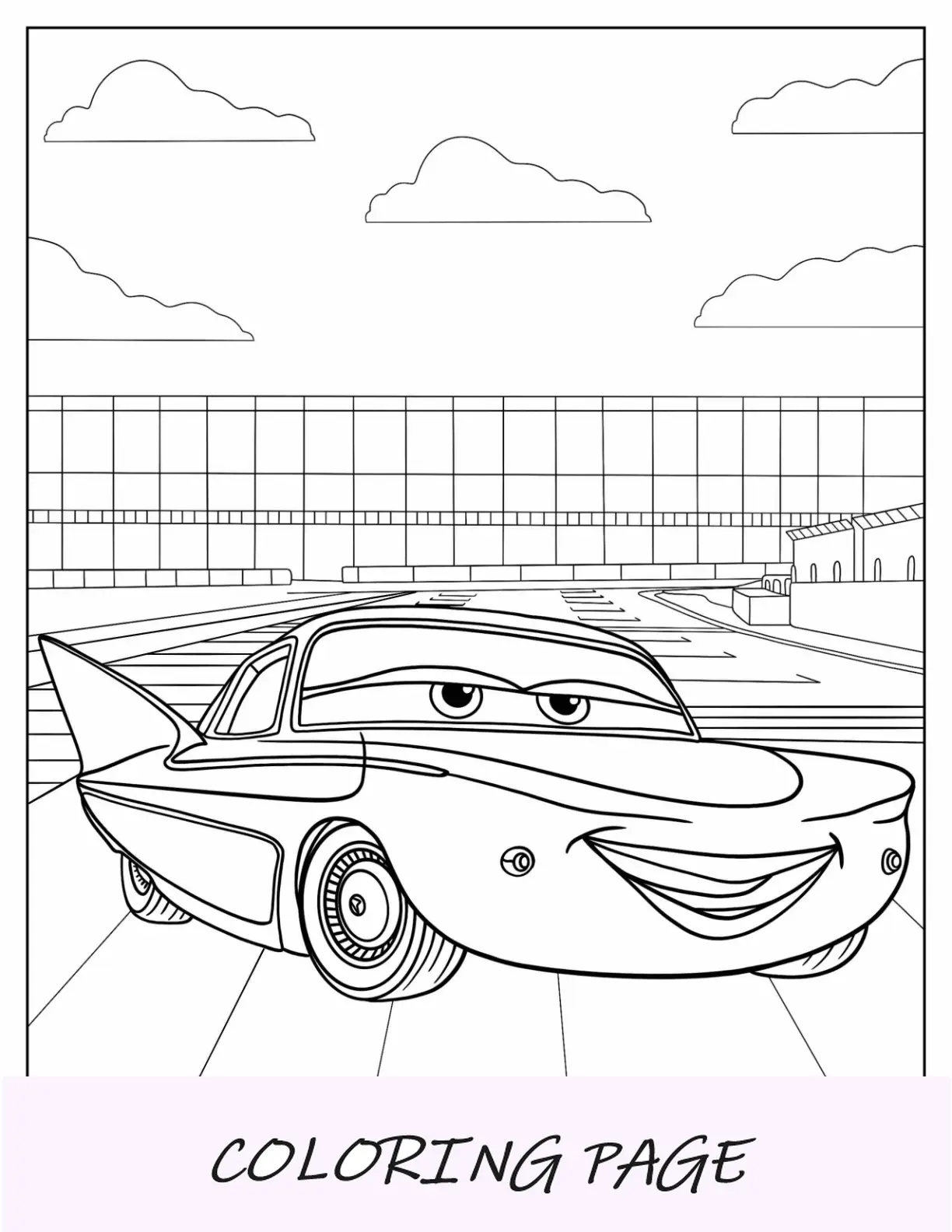 Dibujo para colorear de coches de Flo sonriendo