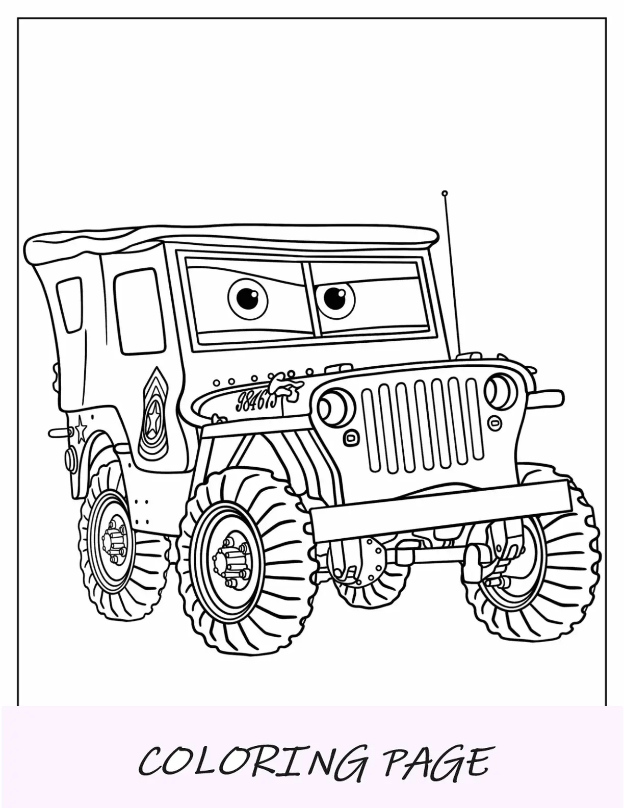 Coches Página para colorear de Sarge para niños
