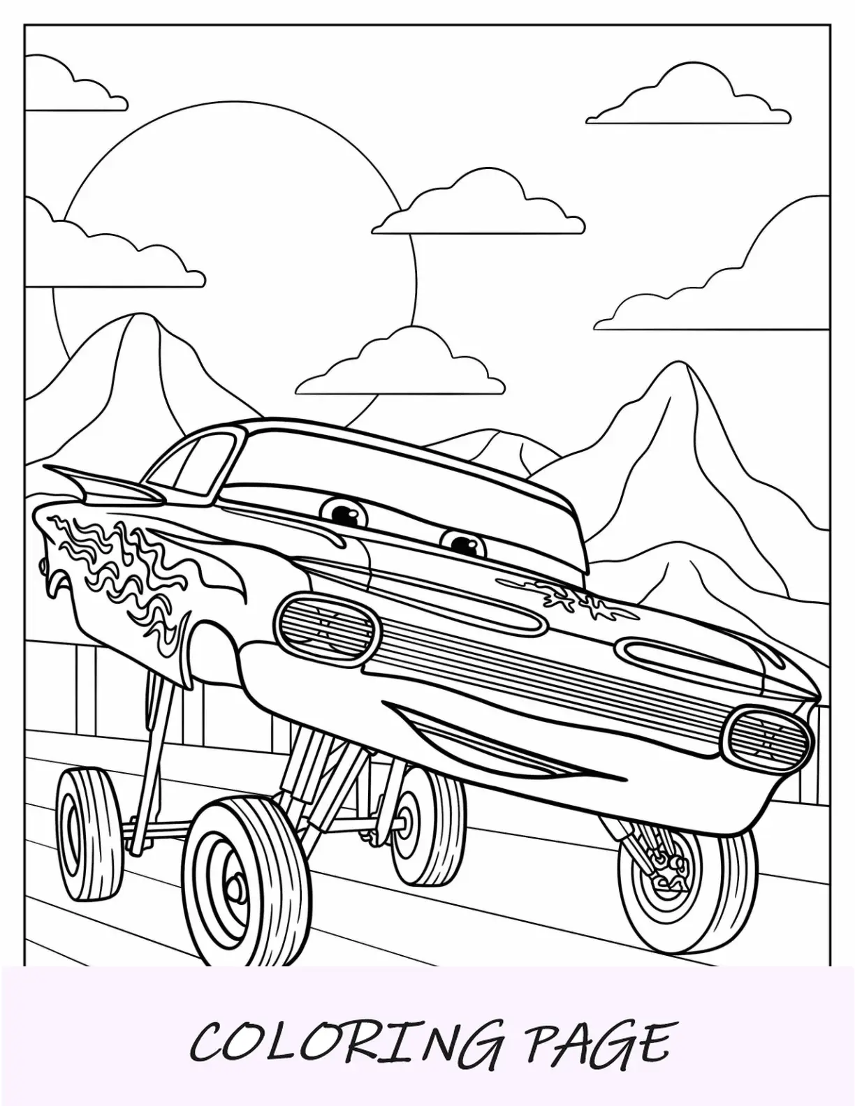 Dibujo para colorear de coches de Ramone presumiendo