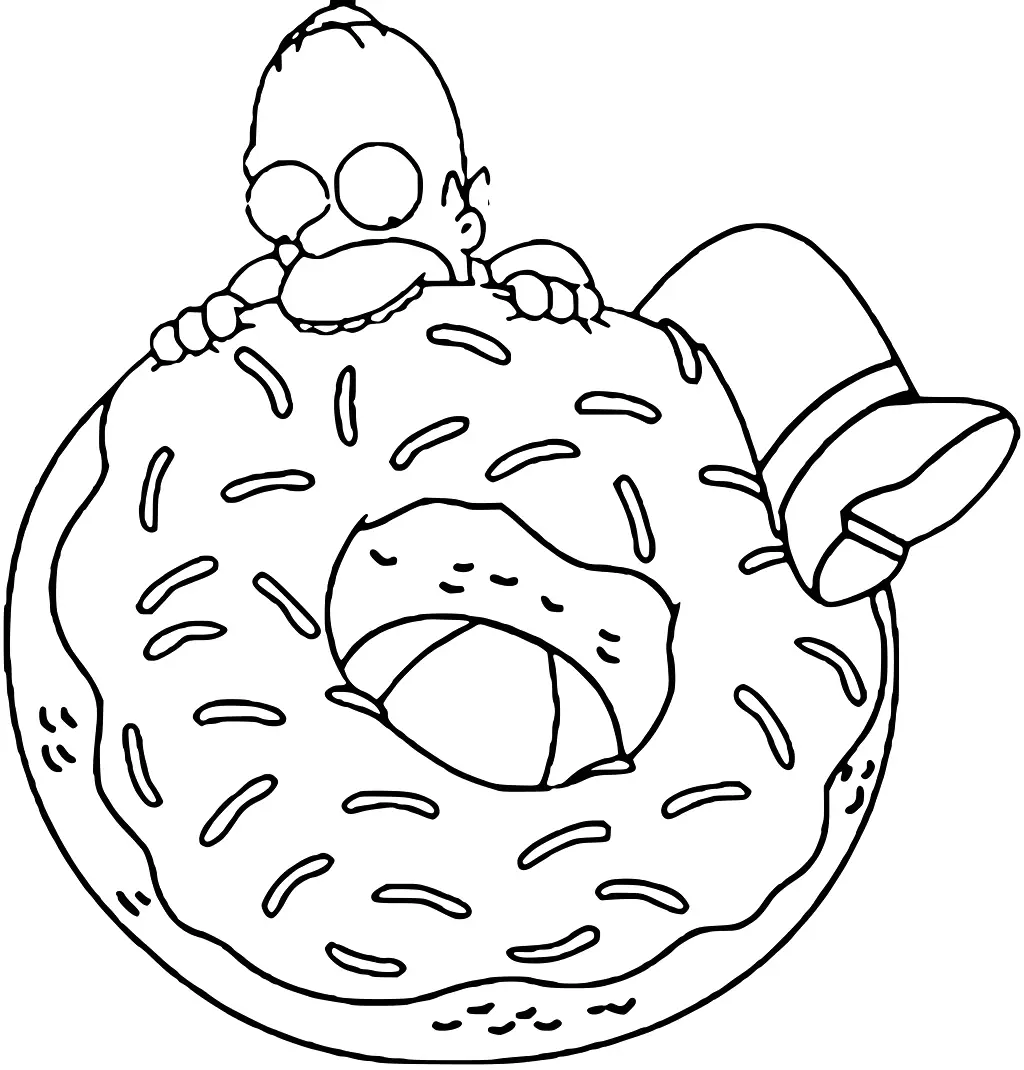 Homer Simpson Donut Coloring Page