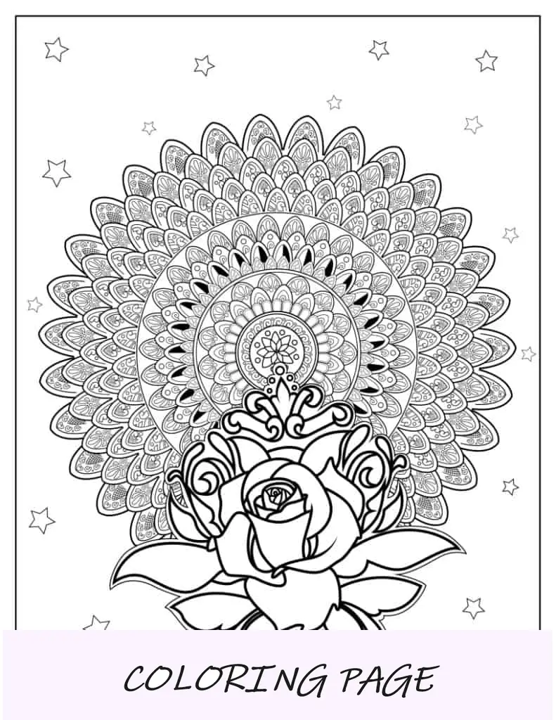 Mandala de rosas detallada para relajarse