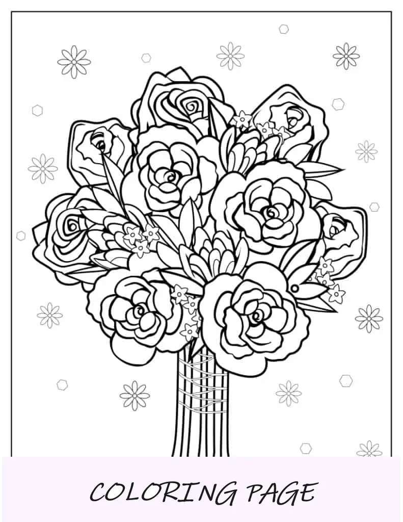 Ramo De Rosas Página Para Colorear