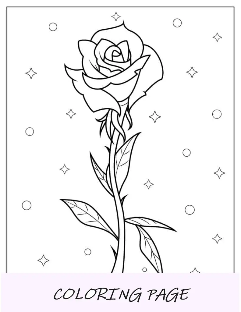 Rosa única simple para colorear