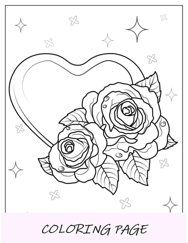 Dos rosas con un corazón de amor
