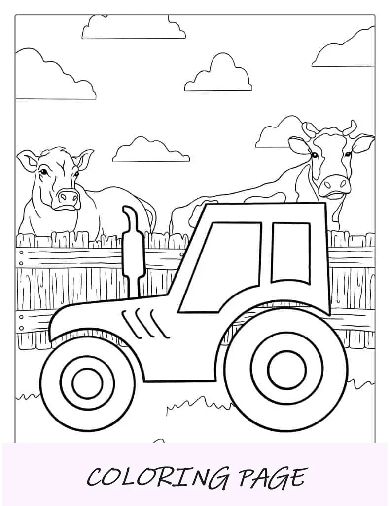 Einfacher Umriss eines Traktors zum Ausmalen für Kinder