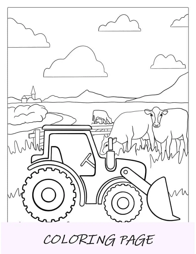 Traktor mit Eimer zum Ausmalen