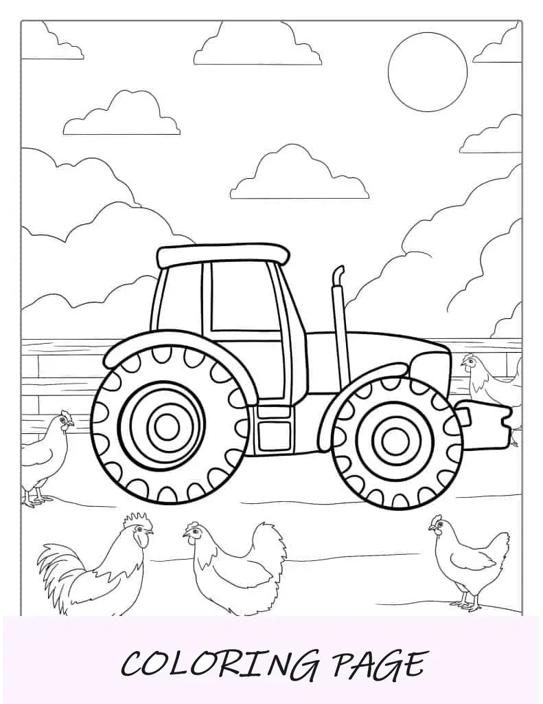 Einfache Übersicht über einen Traktor für Kinder im Vorschulalter