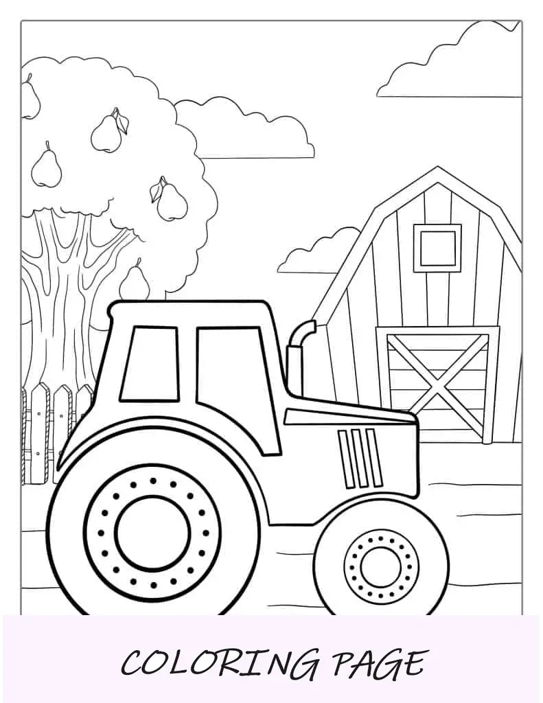 Einfache Traktor-Malseite für Kinder