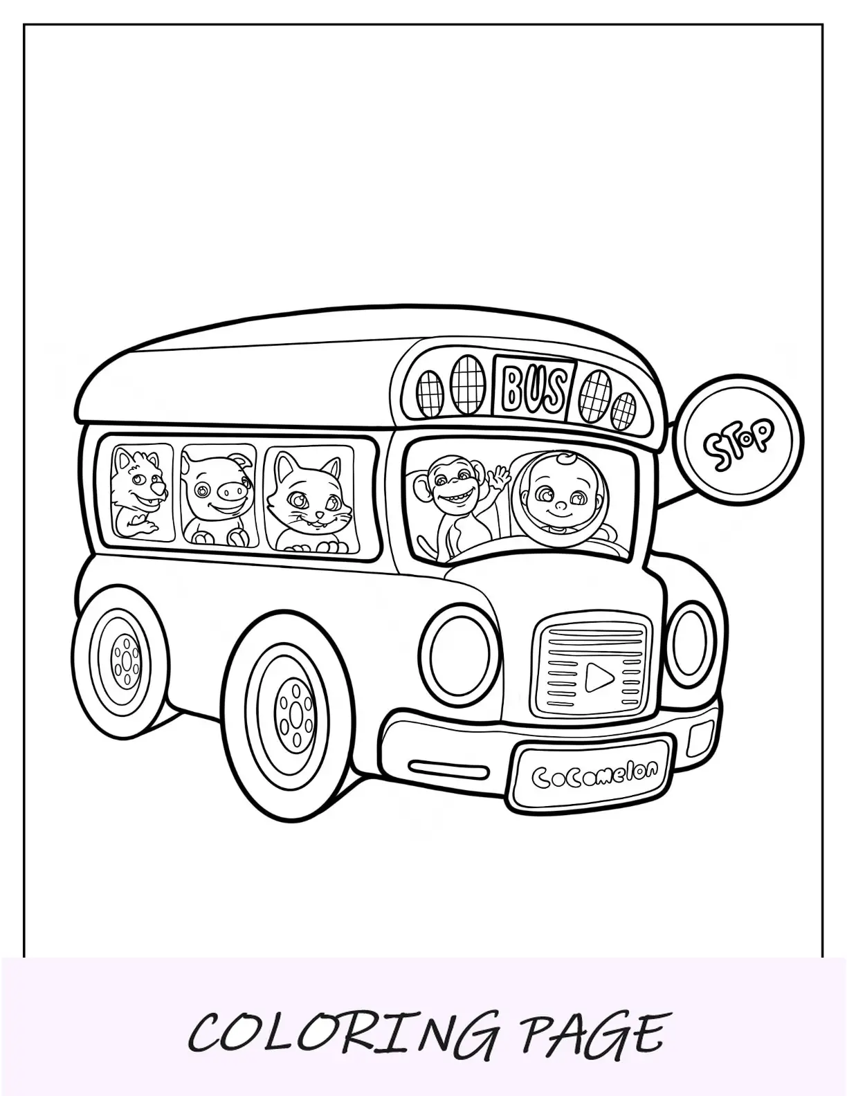 CoComelon Pagina da colorare di Sing With Me School Bus