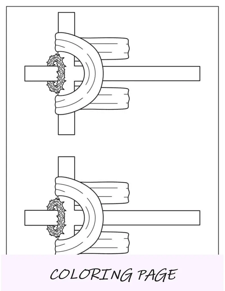 Modelo de cruz de duas coroas de espinhos de meia página