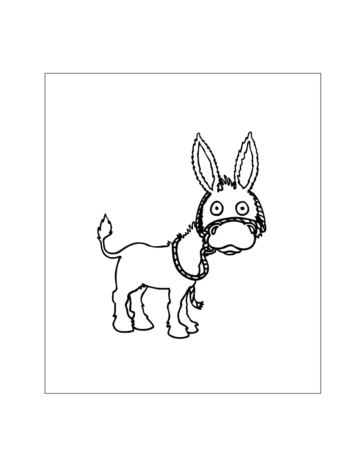 Cute Donkey With Harness Coloring Page