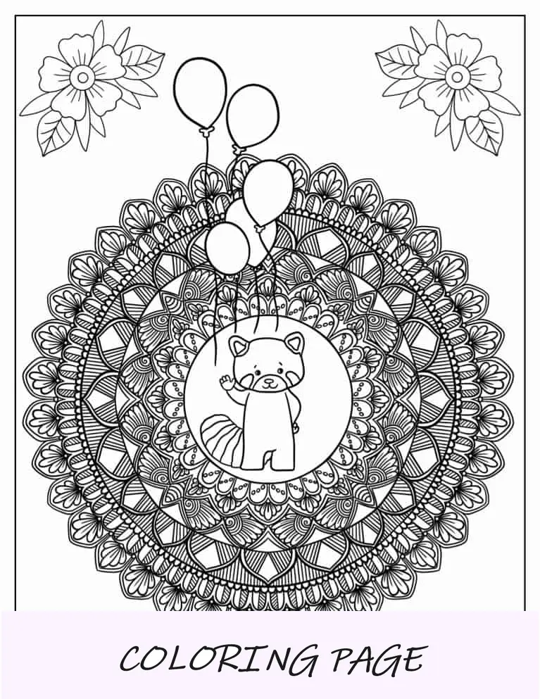 Panda rosso nell'albero da colorare per bambini