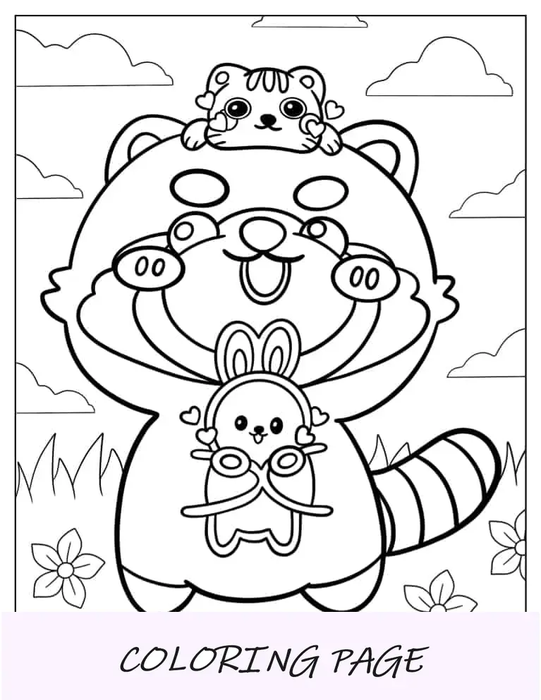 Adorabile panda rosso con le mani alzate