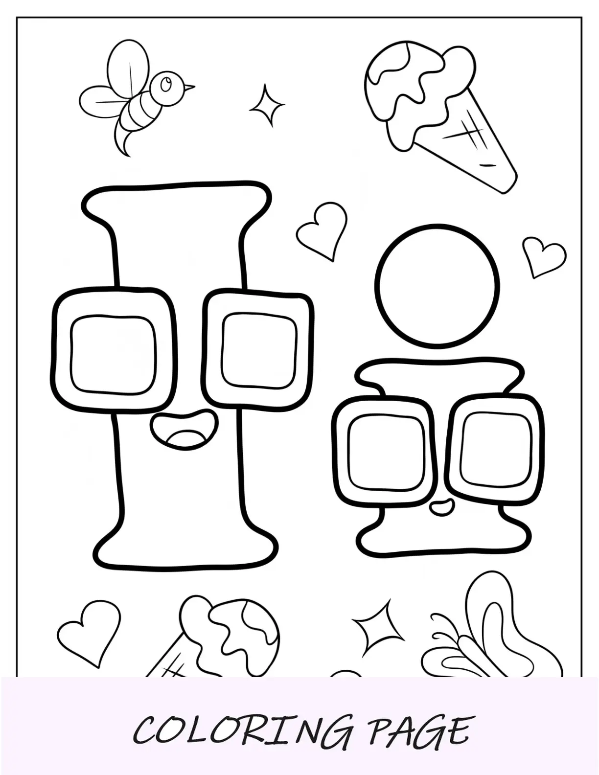 Kawaii Alphabet Alphabet Lore Pagina da colorare I per bambini in età prescolare