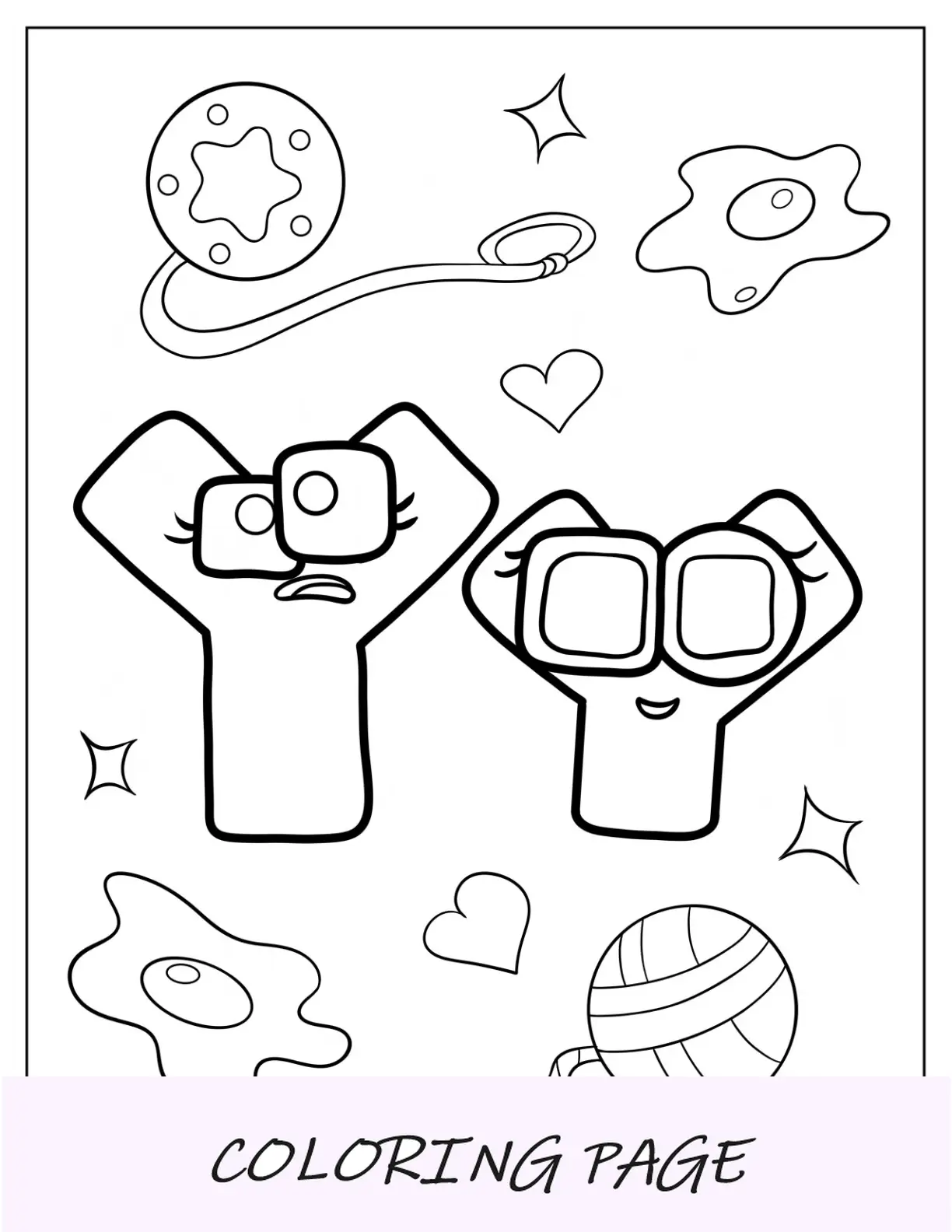 Alphabet Lore Pagina da colorare Lettera Y con cose che iniziano con Y