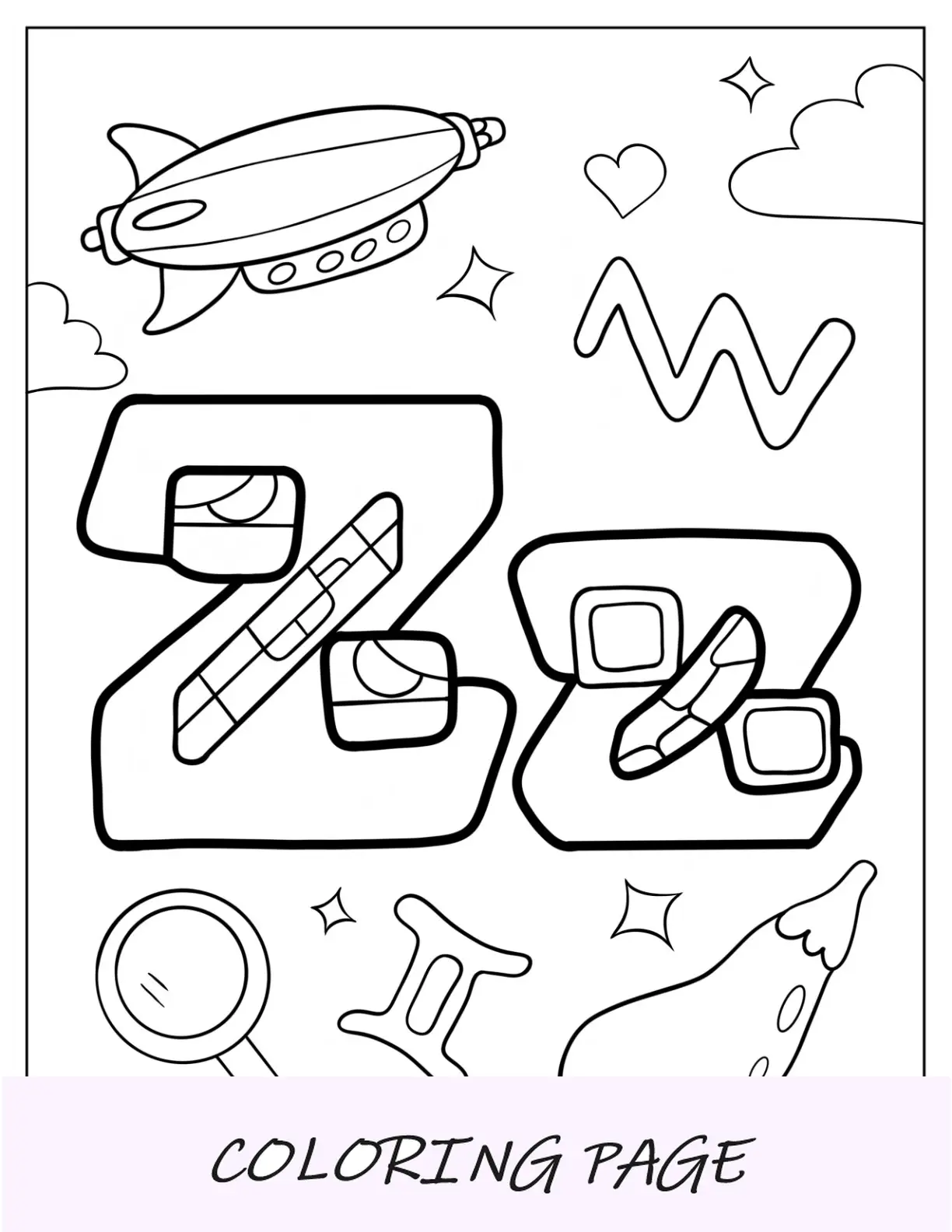 Alfabeto Lore Pagina da colorare Lettera Z per bambini