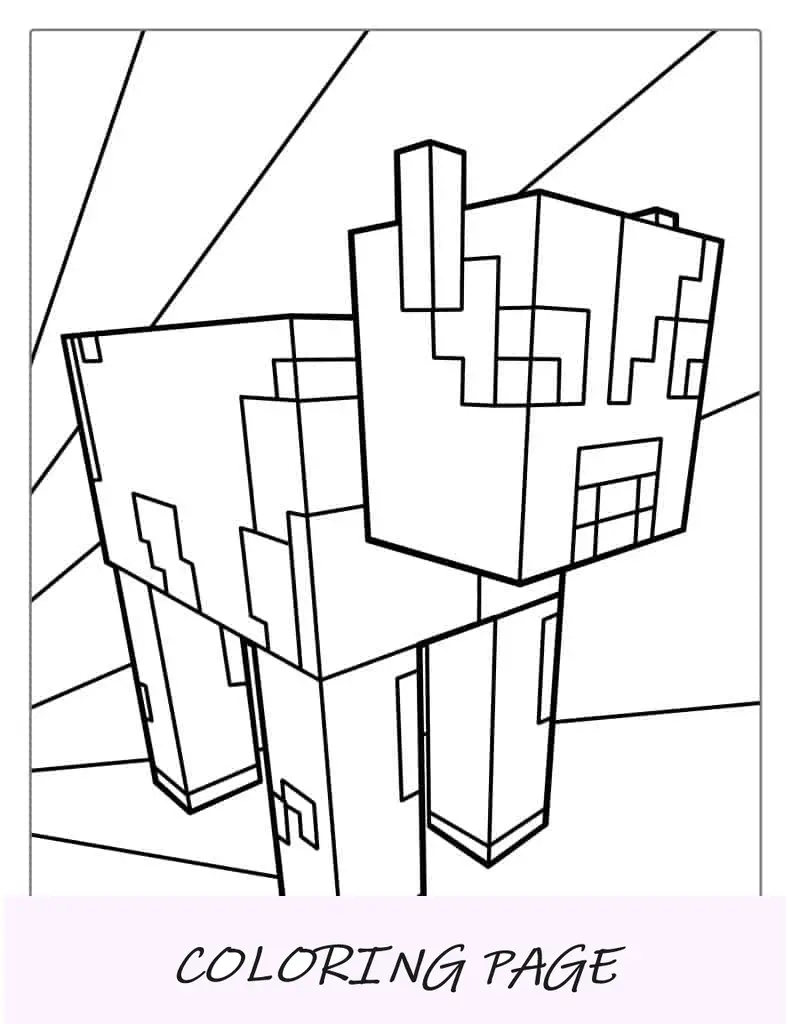 Página para colorir de vaca do Minecraft para crianças