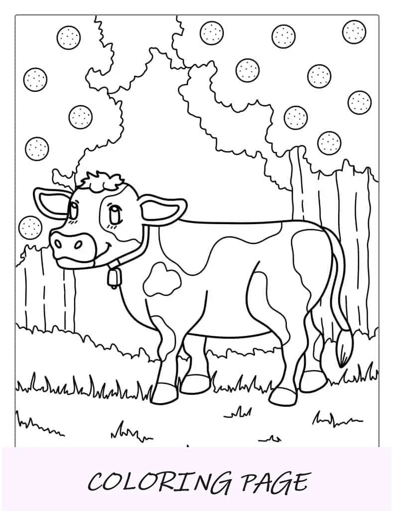 Coloração fácil de vaca bebê na página