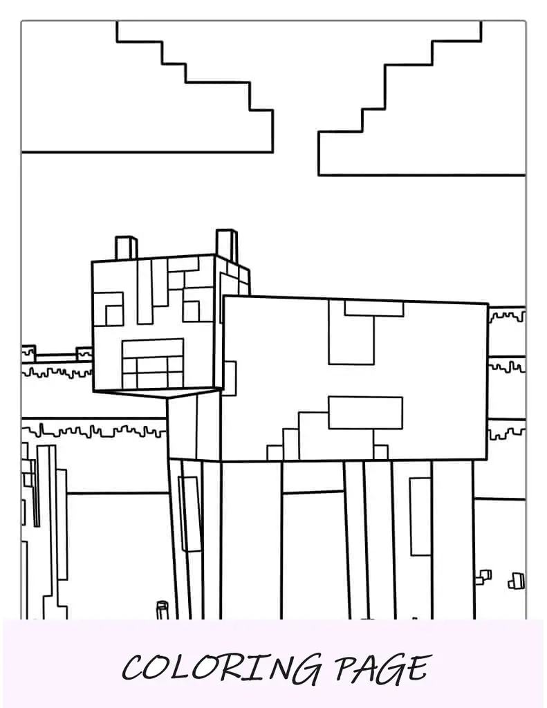 Vaca Minecraft detalhada para colorir