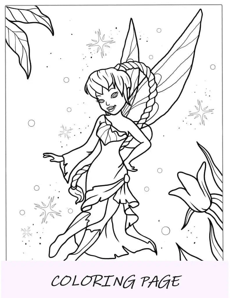 Pagina da colorare di Pixie Hollow per bambini