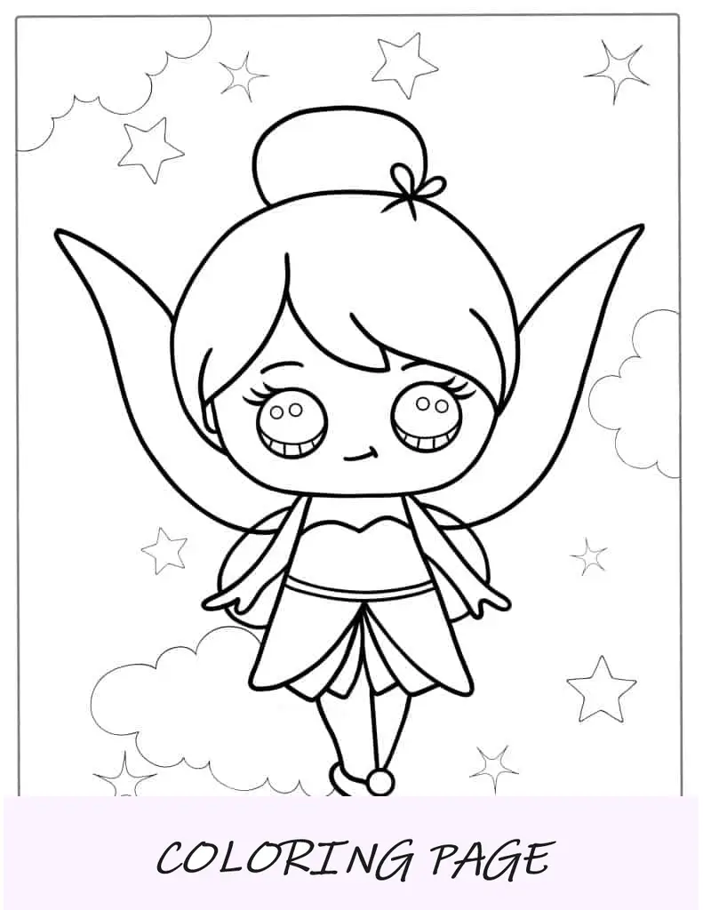 Pagina da colorare facile di Campanellino e Peter Pan