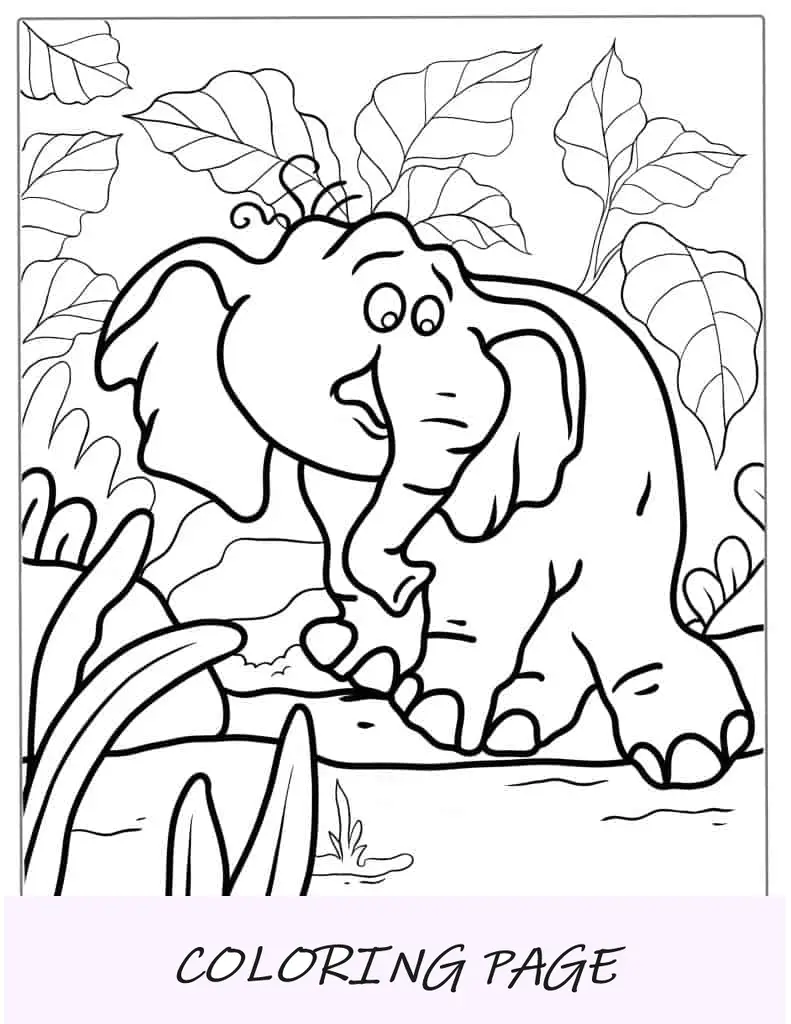 Desenho de Elefante Tantor de Tarzan para colorir