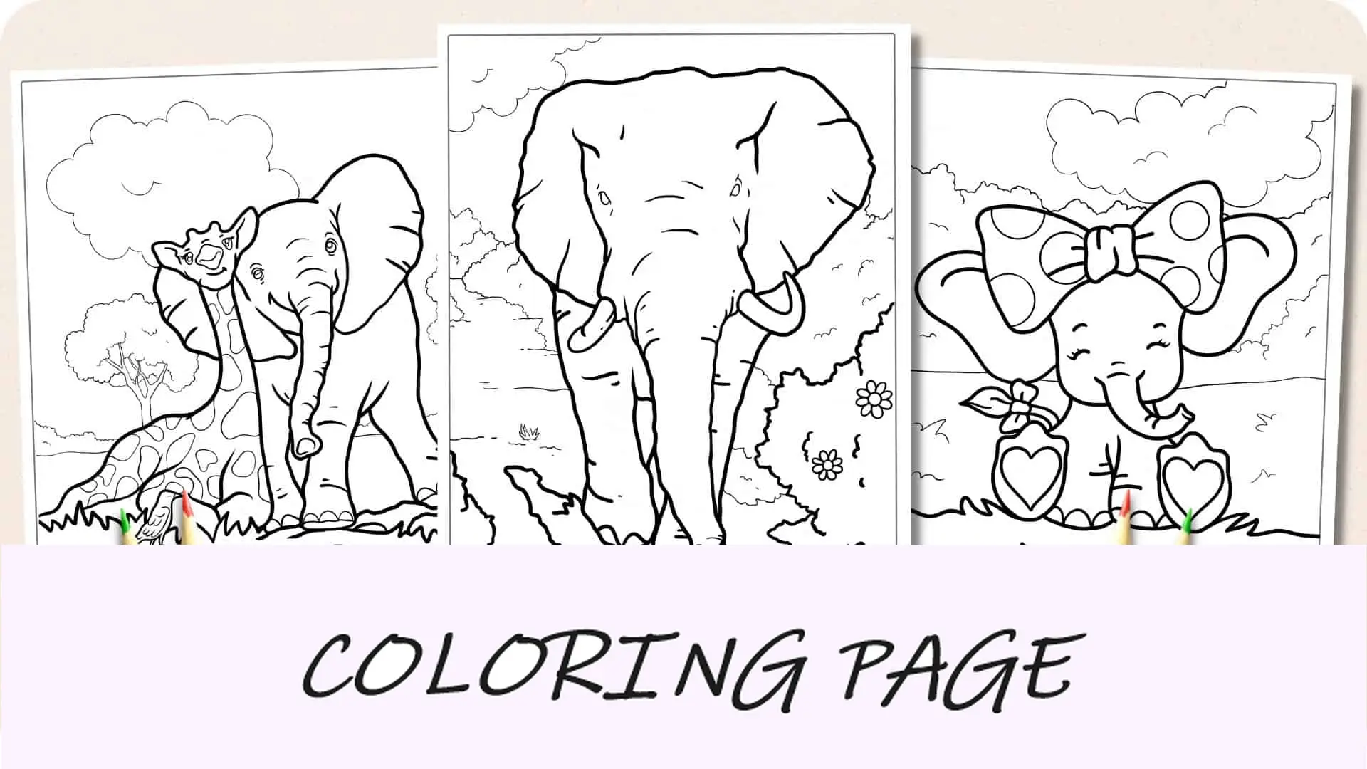 Imagem em destaque de páginas para colorir de elefantes