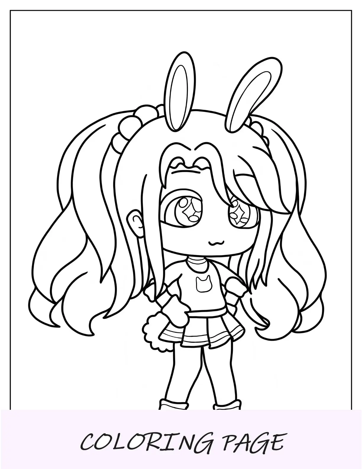 Gacha Life Pagina da colorare di Chibi Girl per bambini in età prescolare