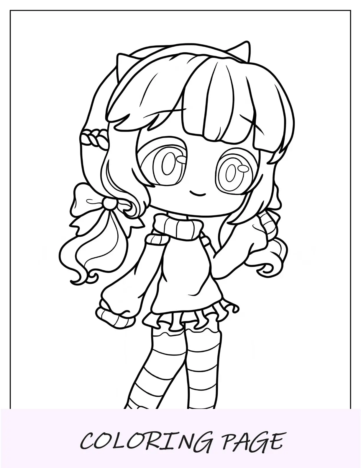 Pagina da colorare di Gacha Life di una ragazza semplice che saluta la pagina da colorare