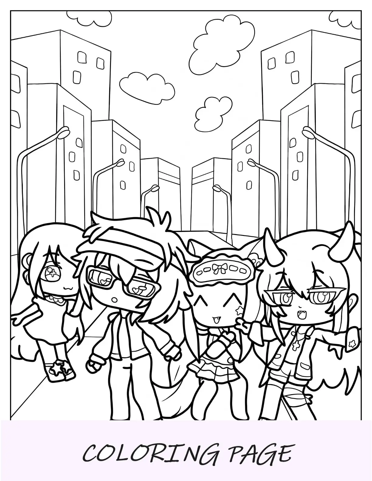 Gacha Life Pagina da colorare di Luni, RosyClozy, Senpaibuns e Milyie