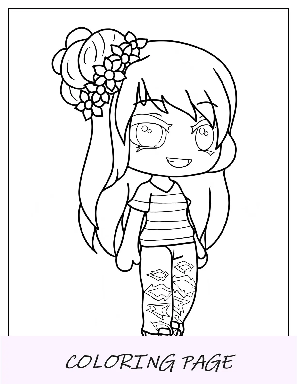 Gacha Life Pagina da colorare di una ragazza sorridente