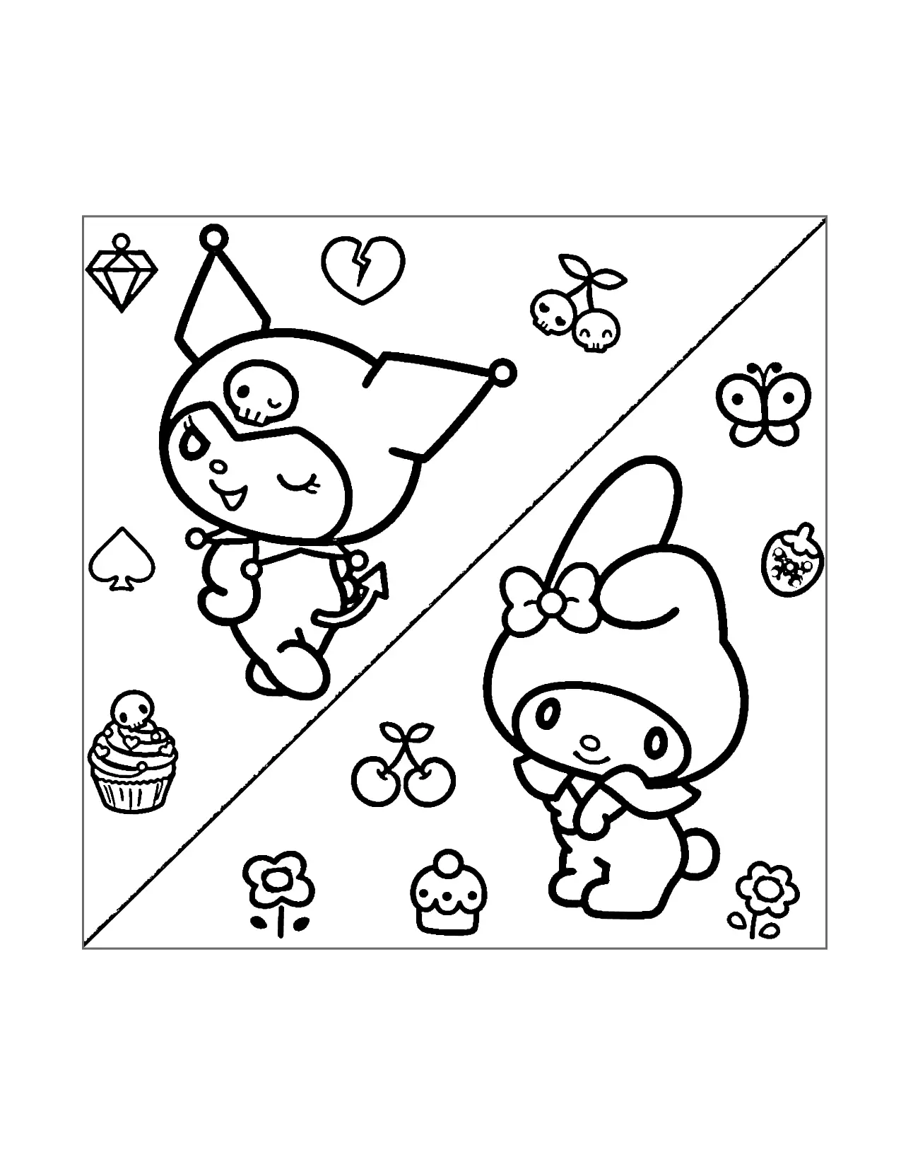 Kuromi My Melody Coloring Page