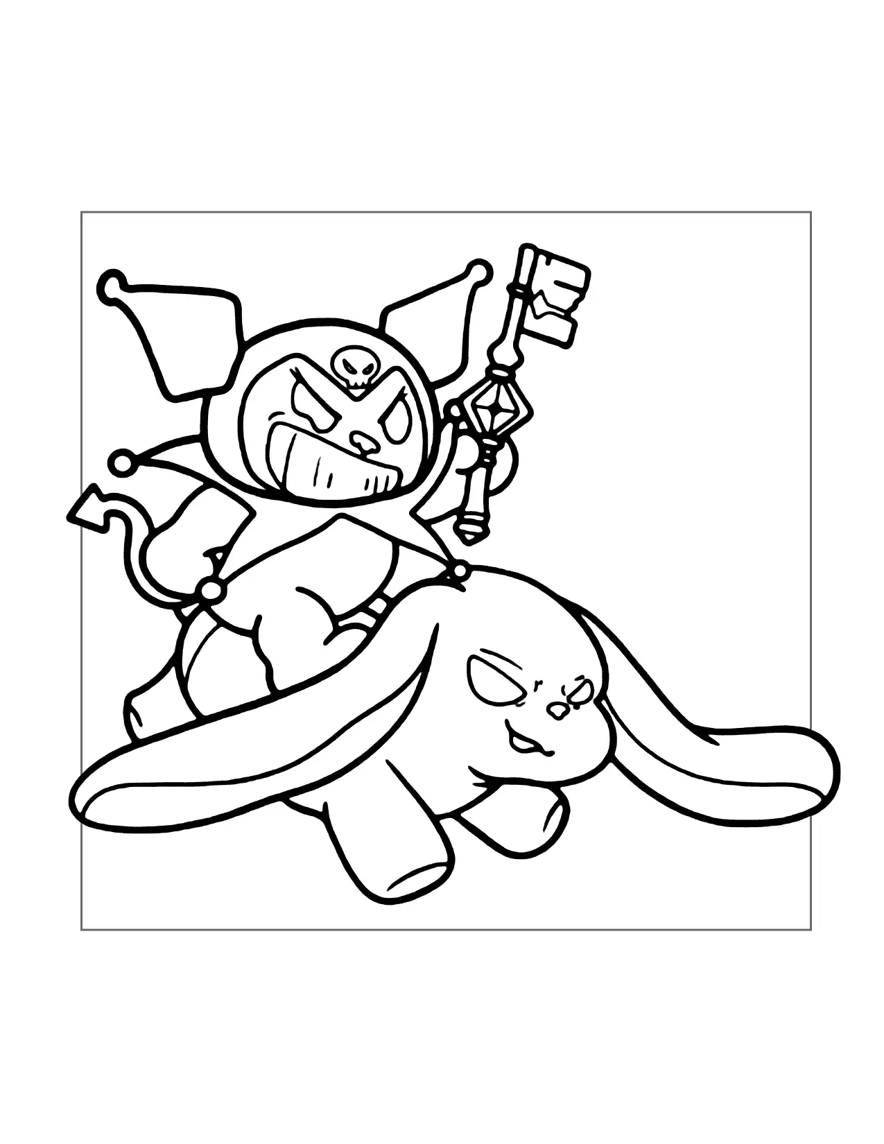 Kuromi Flying On Baku Coloring Page
