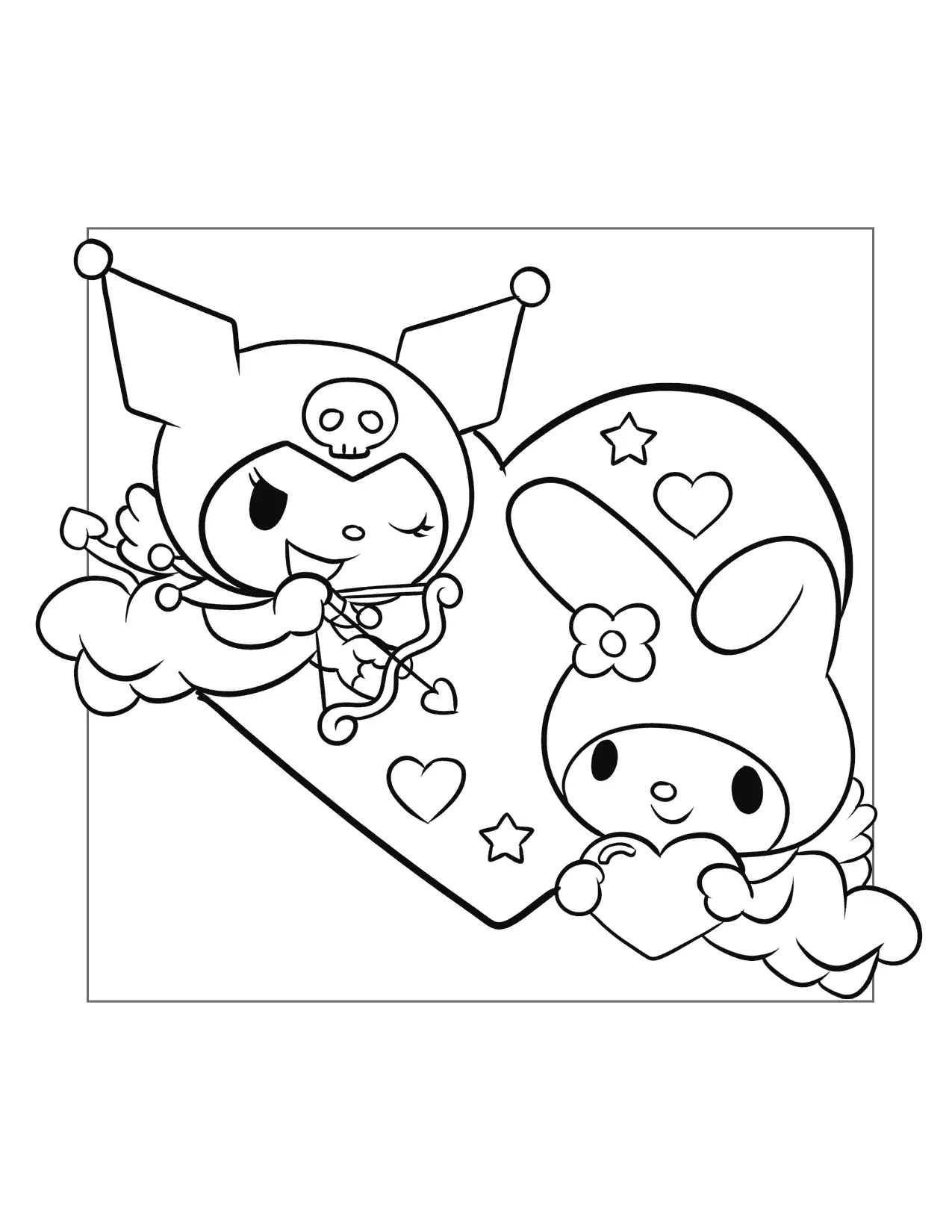 Kuromi Cupid Coloring Page