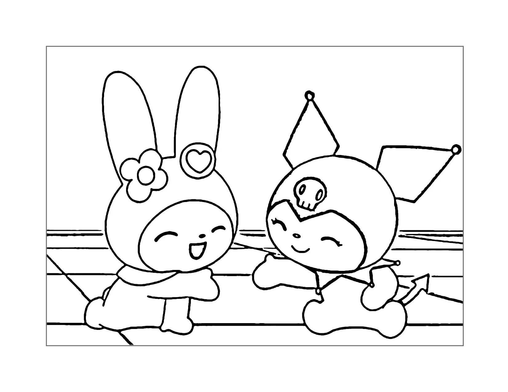 Kuromi And My Melody Coloring Page