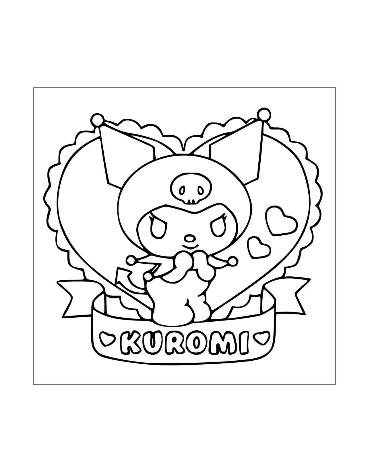 Kuromi Valentine Coloring Page