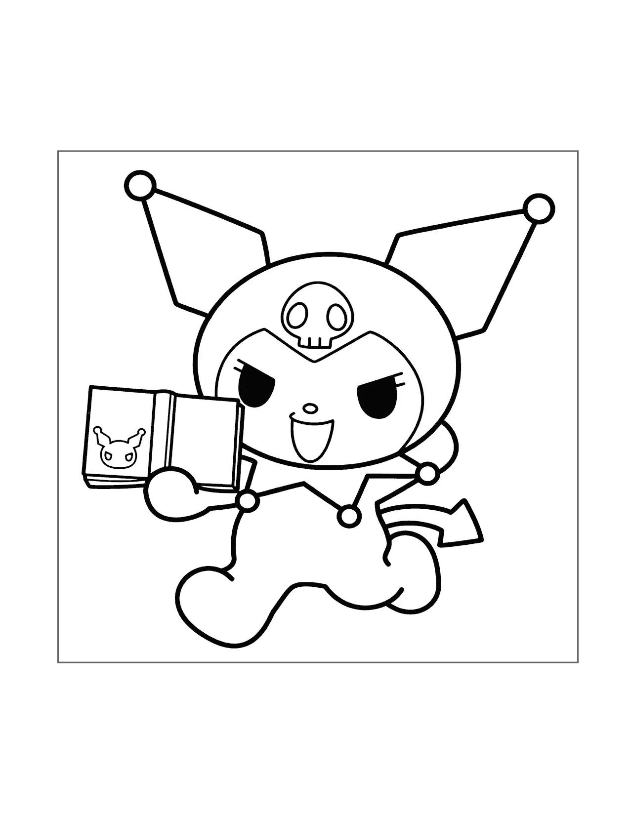 Kuromi Reads A Book Coloring Page
