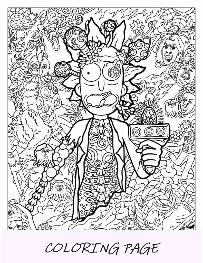 Trippy Rick Y Morty Página Para Colorear Para Adultos