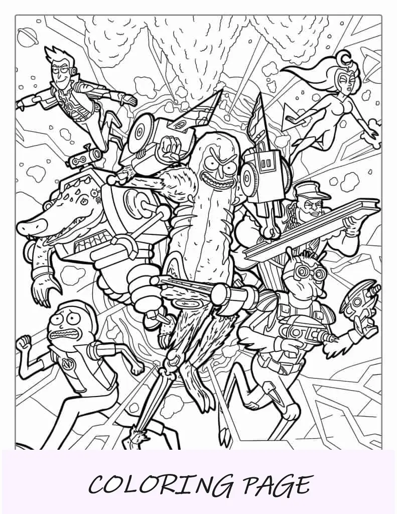 Arte detallado de Rick y Morty para colorear