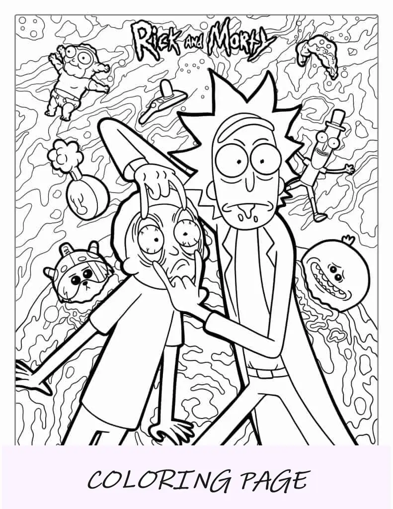 Página Detallada Para Colorear Del Póster De Rick Y Morty TV