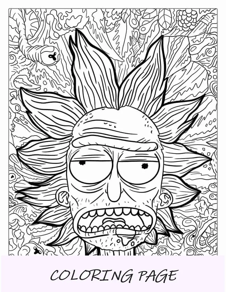 Página detallada para colorear de Rick para adultos