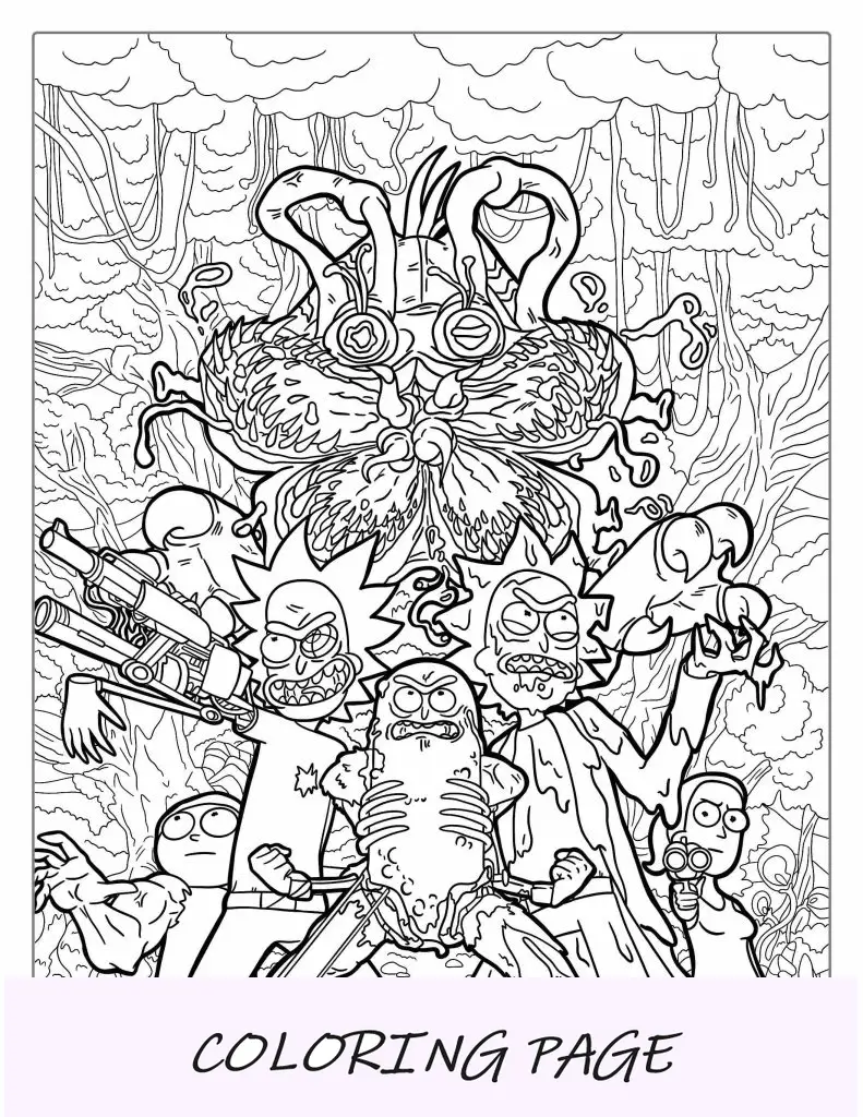 Imagen Detallada Para Colorear Trippy Pickle Rick