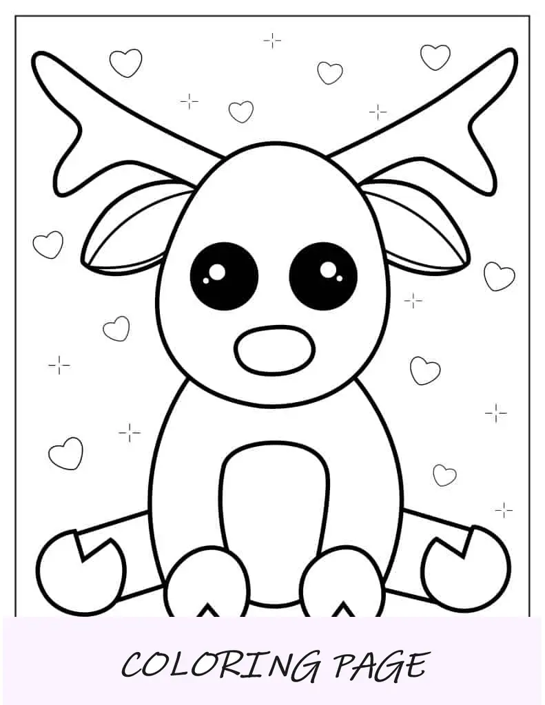 Adorável página para colorir de Rudolph para crianças em idade pré-escolar